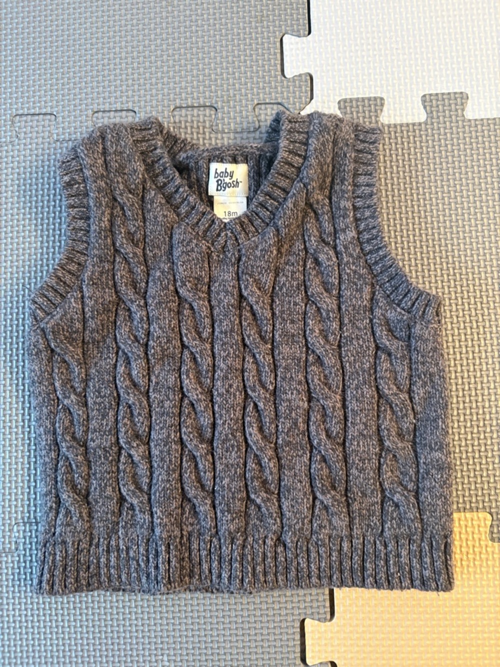 babyB'gosh Toddler V-Neck Cable Knit Sweater Vest in Gray